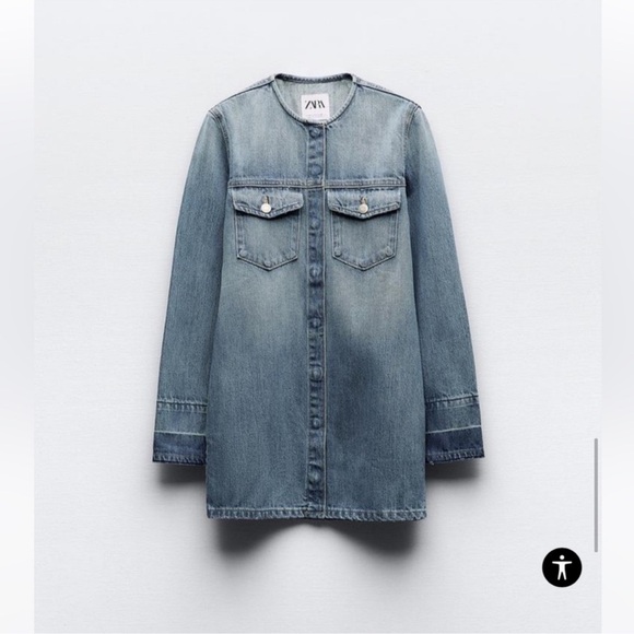 Zara Blue Denim Mini Dress - Picture 15 of 16